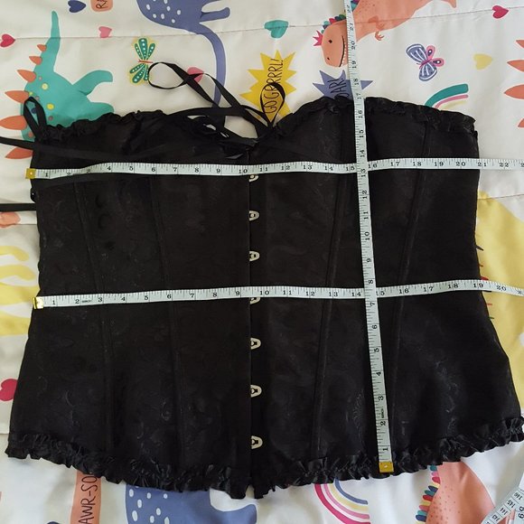black damask satin sweetheart corset bustier top - Picture 2 of 5